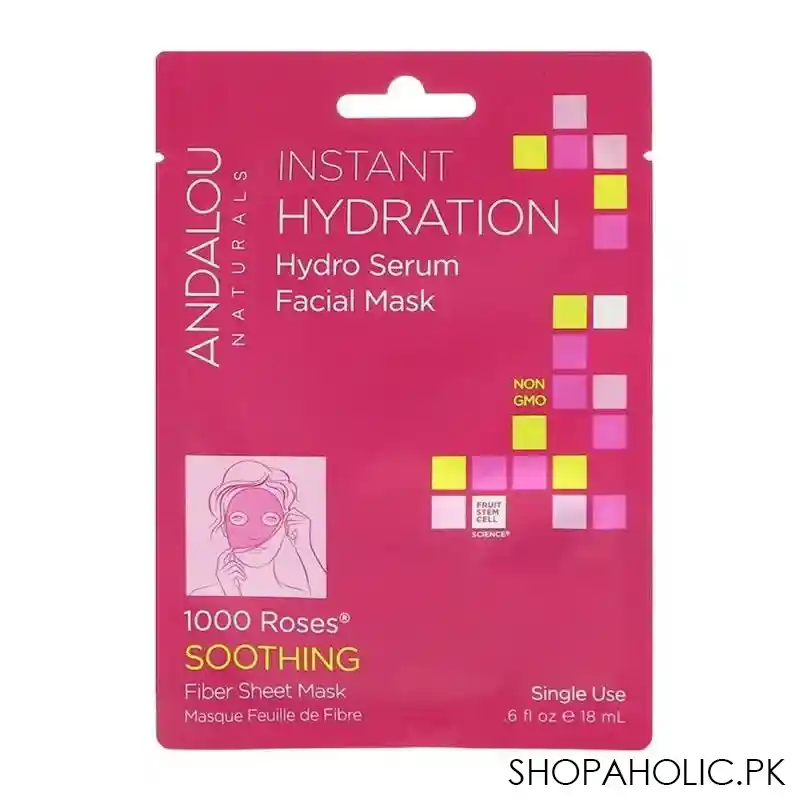 andalou naturals instant hydration hydro serum facial mask, 18ml main image