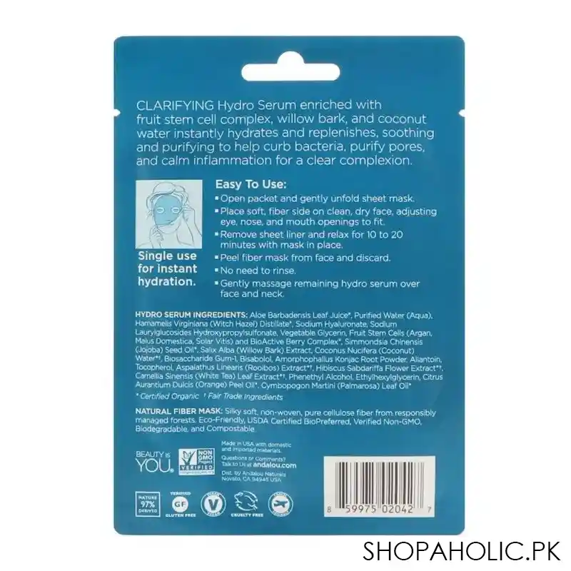 andalou naturals instant pure pore hydro serum facial mask, 18ml image2