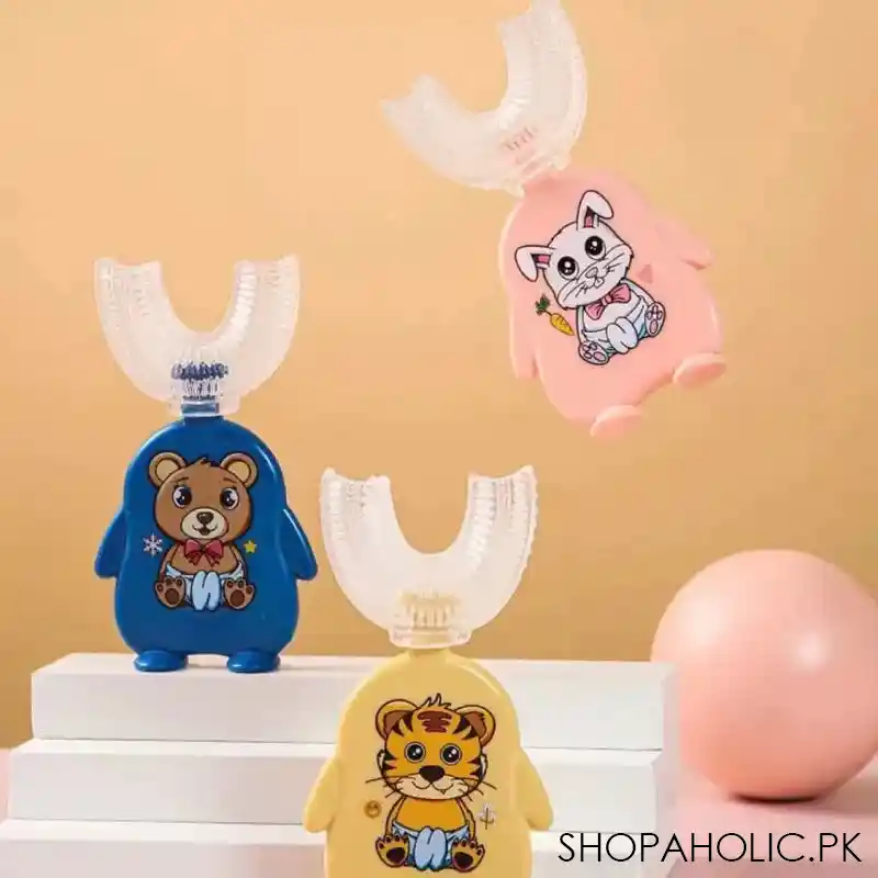 animal pattern kids u shaped silicon toothbrush main image