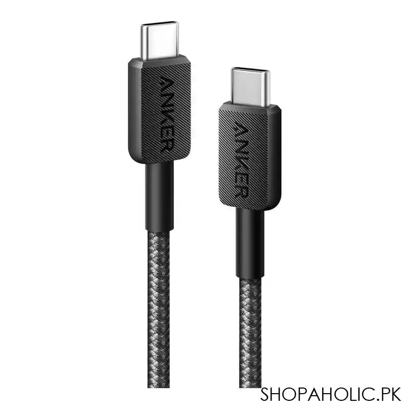 Anker 322 USB-C To USB-C Cable, 3ft Braided, 60W Max Charging, Cable Length 3ft/0.9m, Black, A81F5H11 - Image 4