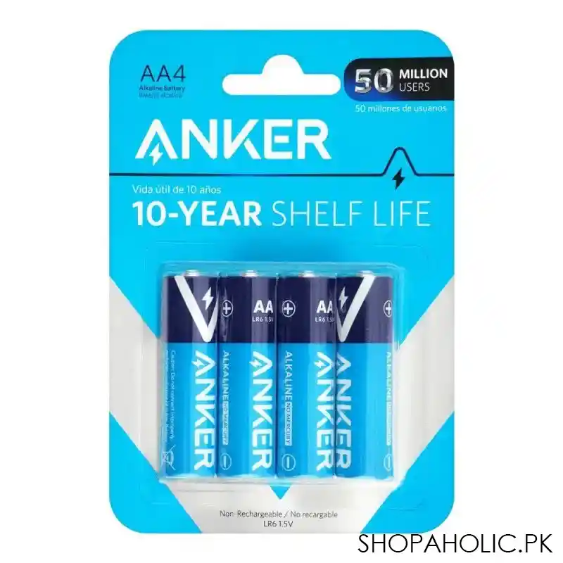 anker long lasting alkaline non rechargeable batteries, aa4, b1810h12 main image