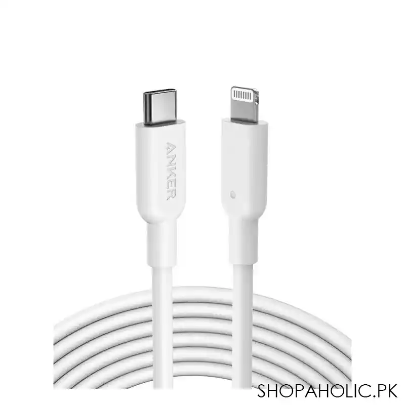 anker power line iii usb c cable with lightning connector, made for iphone, ipad, ipod, white, a8832h21, 3ft (0.9m) main image