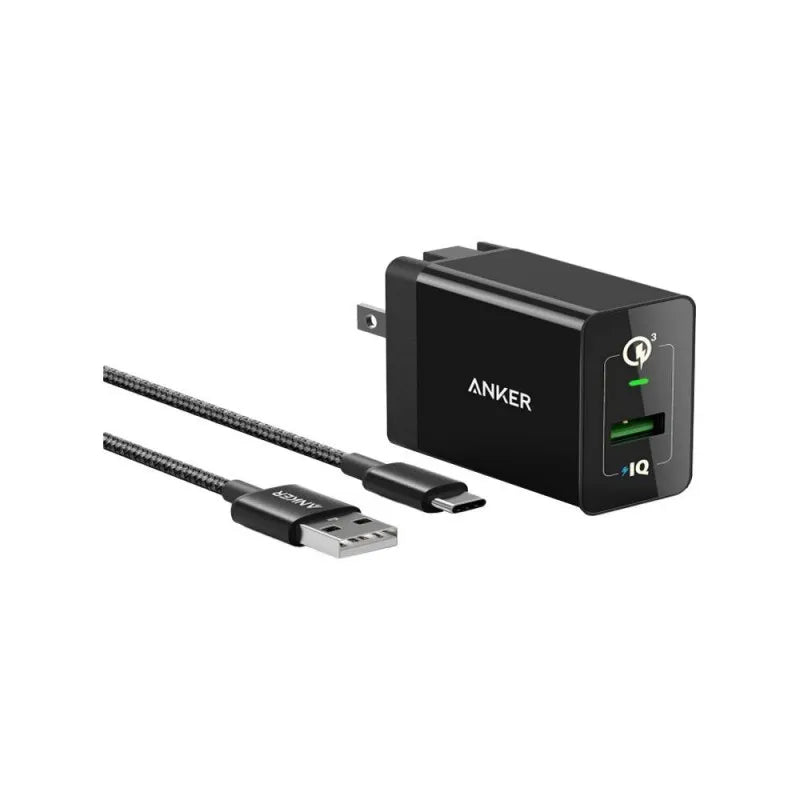 anker power port +1 usb c cable, 3.0 cable, 3ft, black, b20112 main image