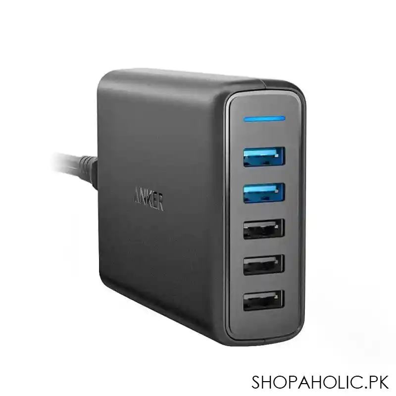 anker power port speed 5 2x quick 5 ports usb charger, black, a2054l11, 63w main image