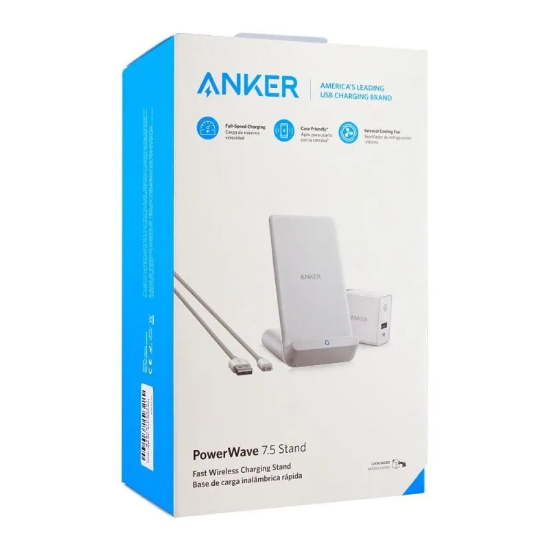 anker power wave 7.5 fast wireless charging stand, white, b2522l22 image4