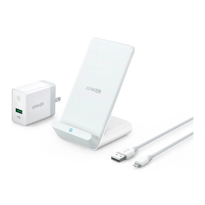 anker power wave 7.5 fast wireless charging stand, white, b2522l22 main image