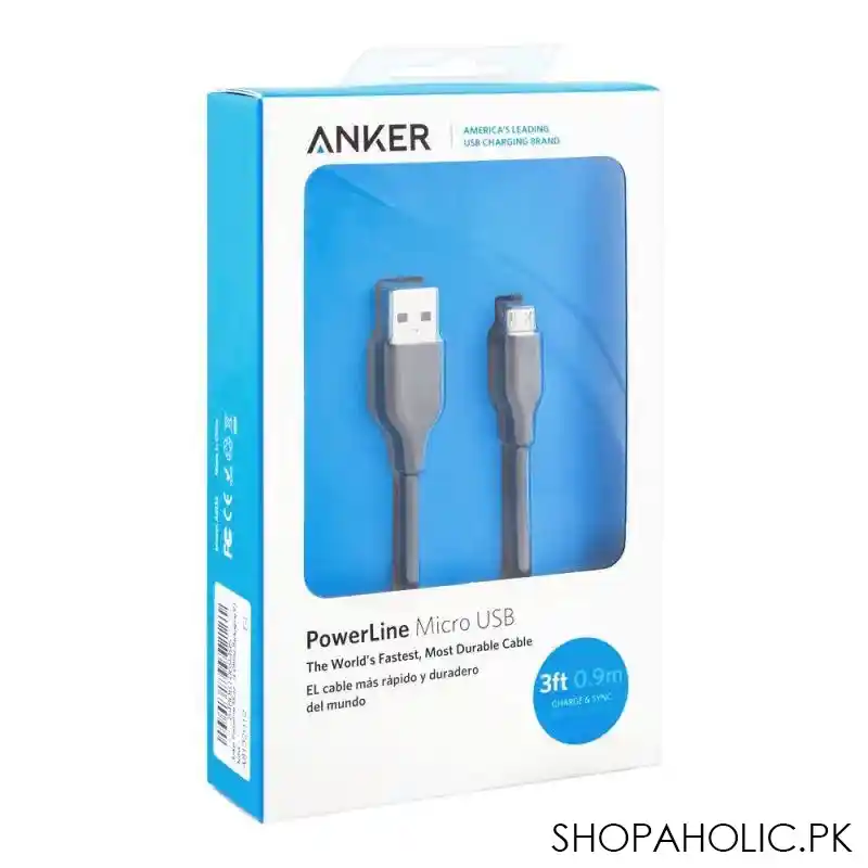 anker powerline micro usb android cable, 3ft, black, a8132h12 image4