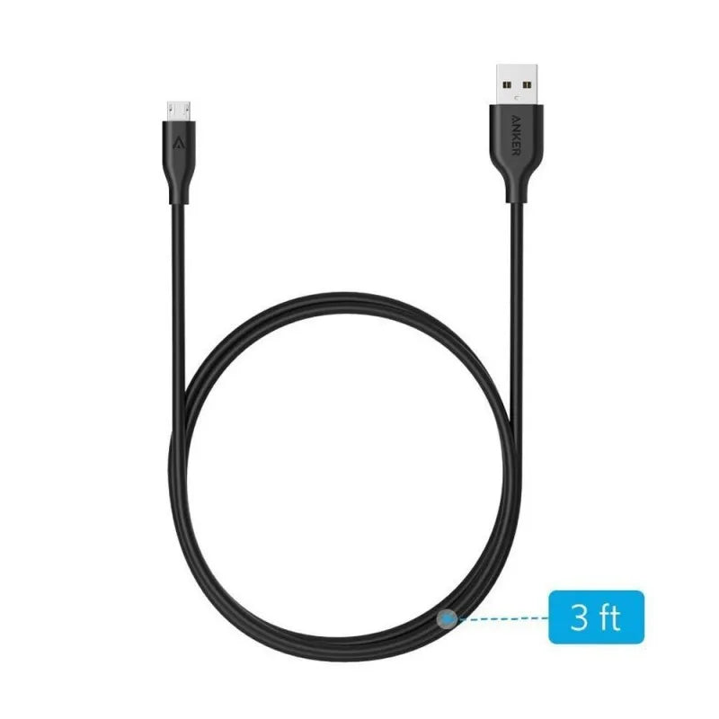 anker powerline micro usb android cable, 3ft, black, a8132h12 main image