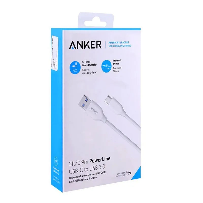 anker powerline usb c to usb 3.0 cable 3ft white   a8163h21 image2