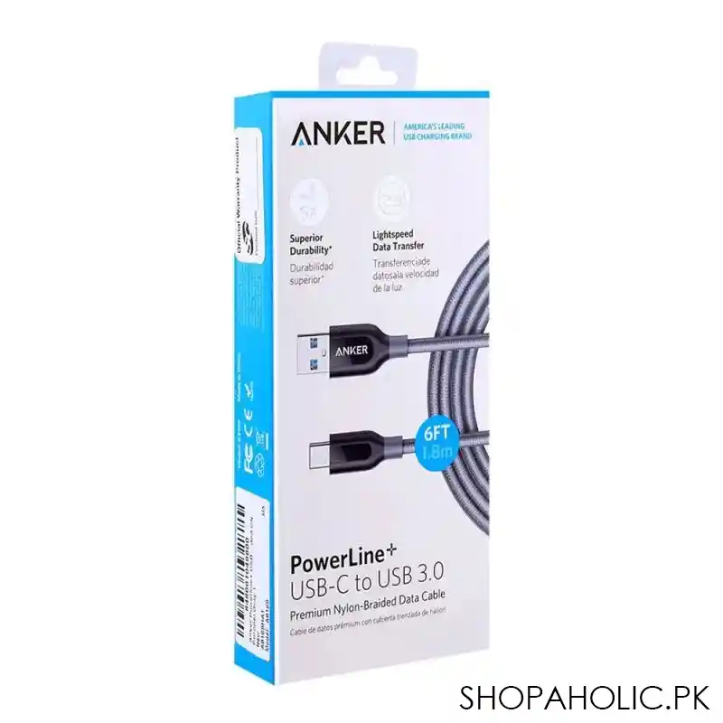 anker powerline usb c to usb 3.0 cable 6ft grey   a8169ha1 image2