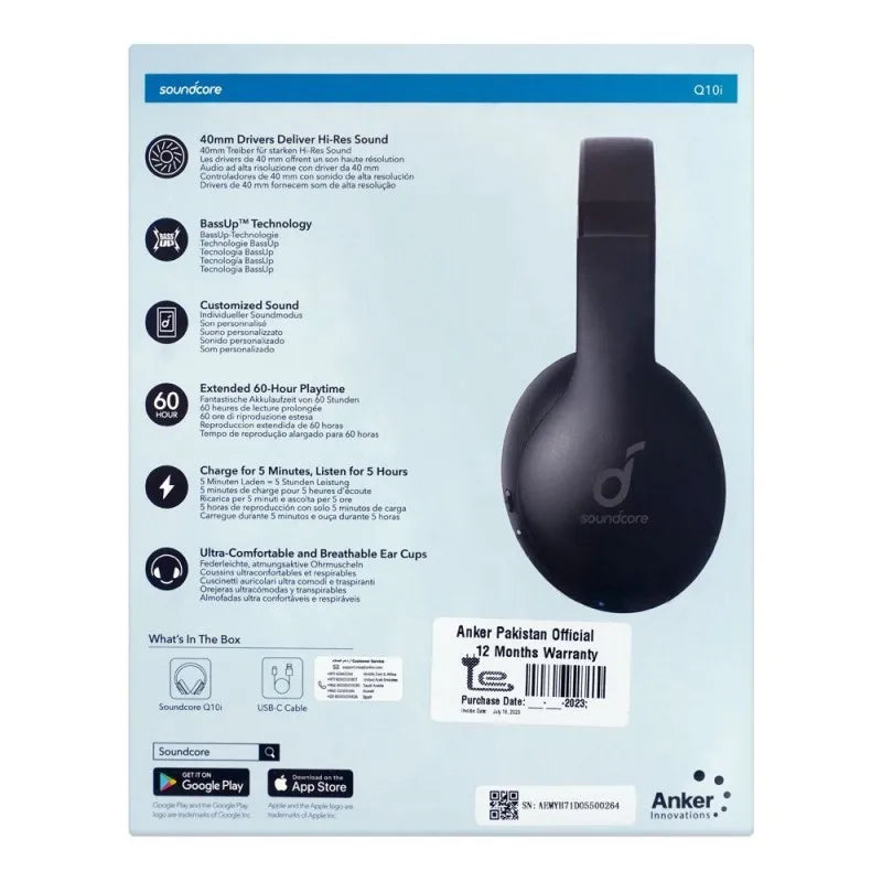 anker soundcore pure audio clarity q10i wireless headphones, black, a3033y11 image3