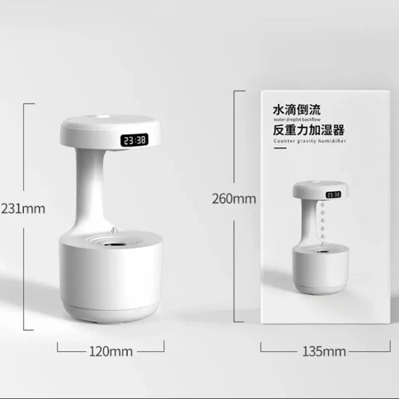 anti gravity water droplets air humidifier with clock image4