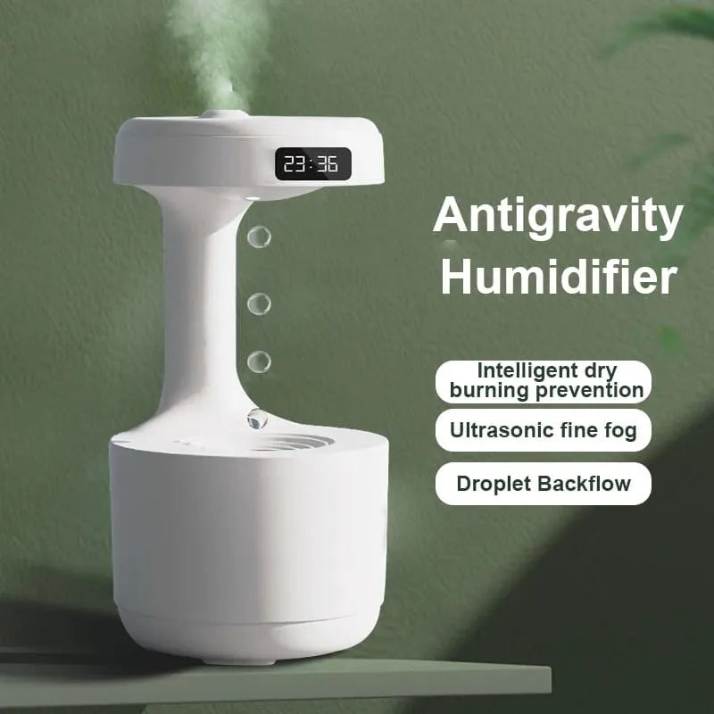 anti gravity water droplets air humidifier with clock main image