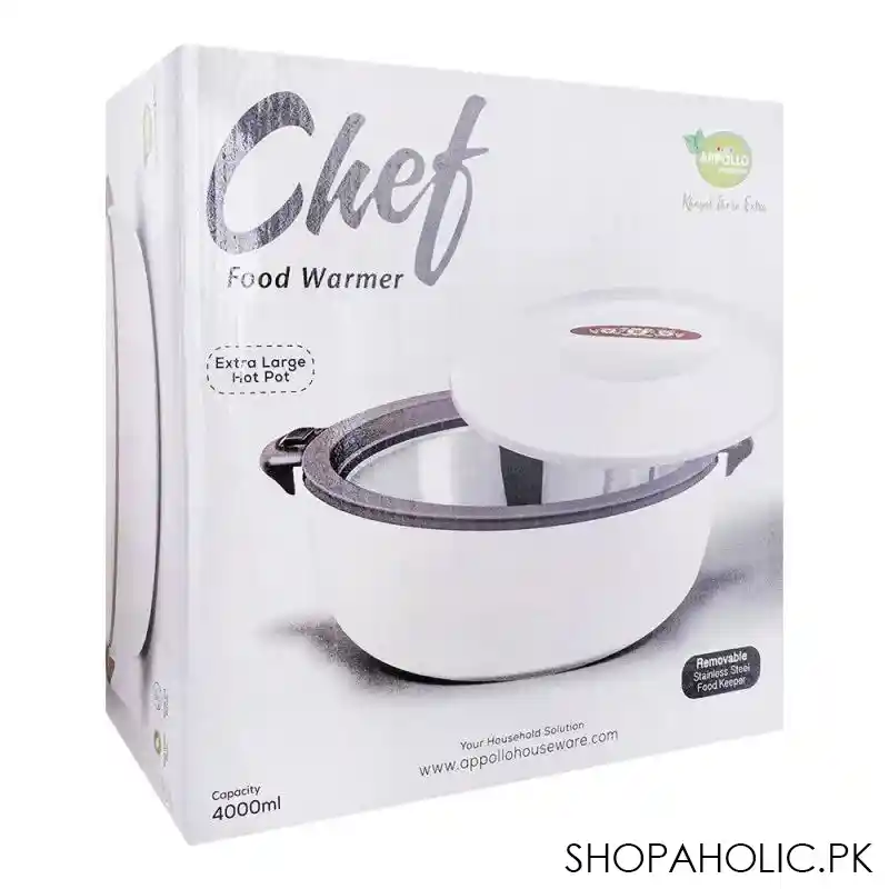 appollo chef food warmer hot pot, removable stainless steel food keeper, extra large, beige/cream, 4000ml image3