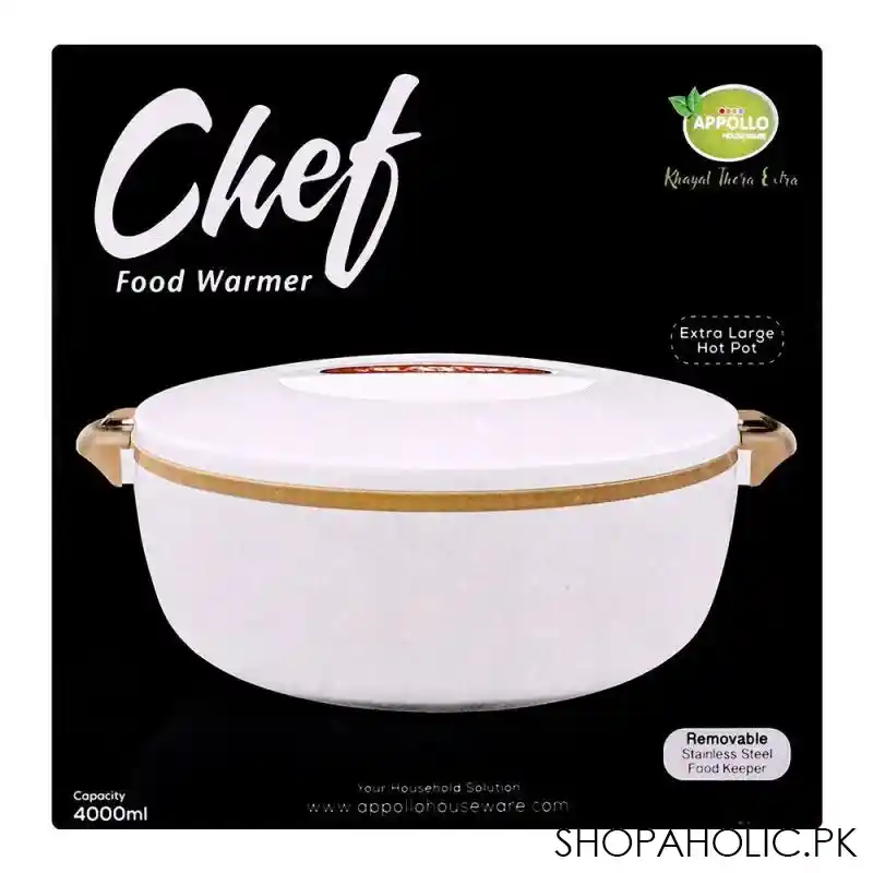 appollo chef food warmer hot pot, removable stainless steel food keeper, extra large, beige/cream, 4000ml image4