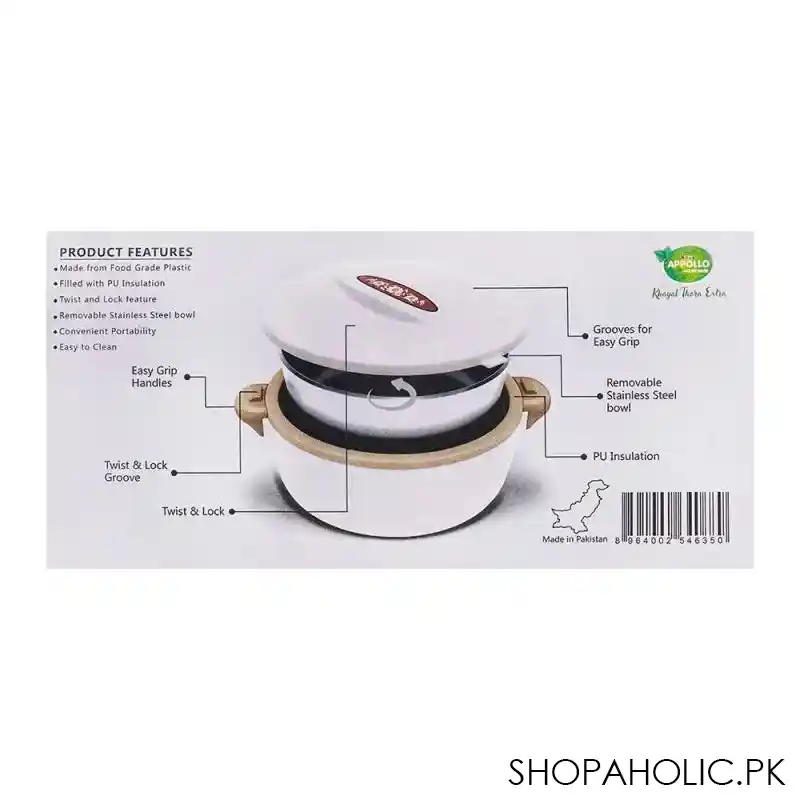 appollo chef food warmer hot pot, removable stainless steel food keeper, extra large, beige/cream, 4000ml image5