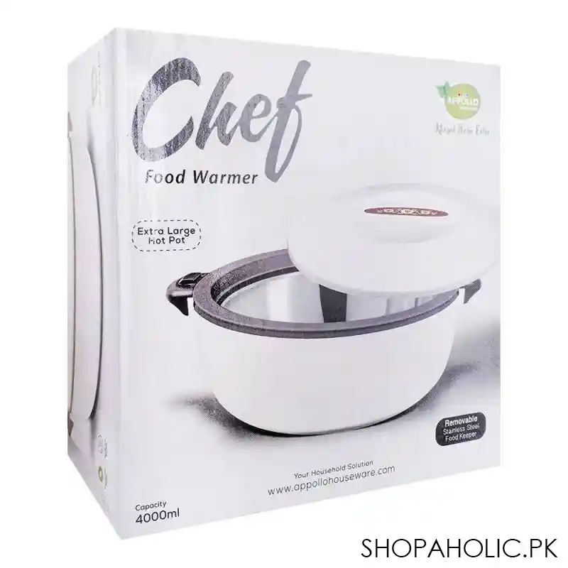 appollo chef food warmer hot pot, removable stainless steel food keeper, extra large, brown/cream, 4000ml image3