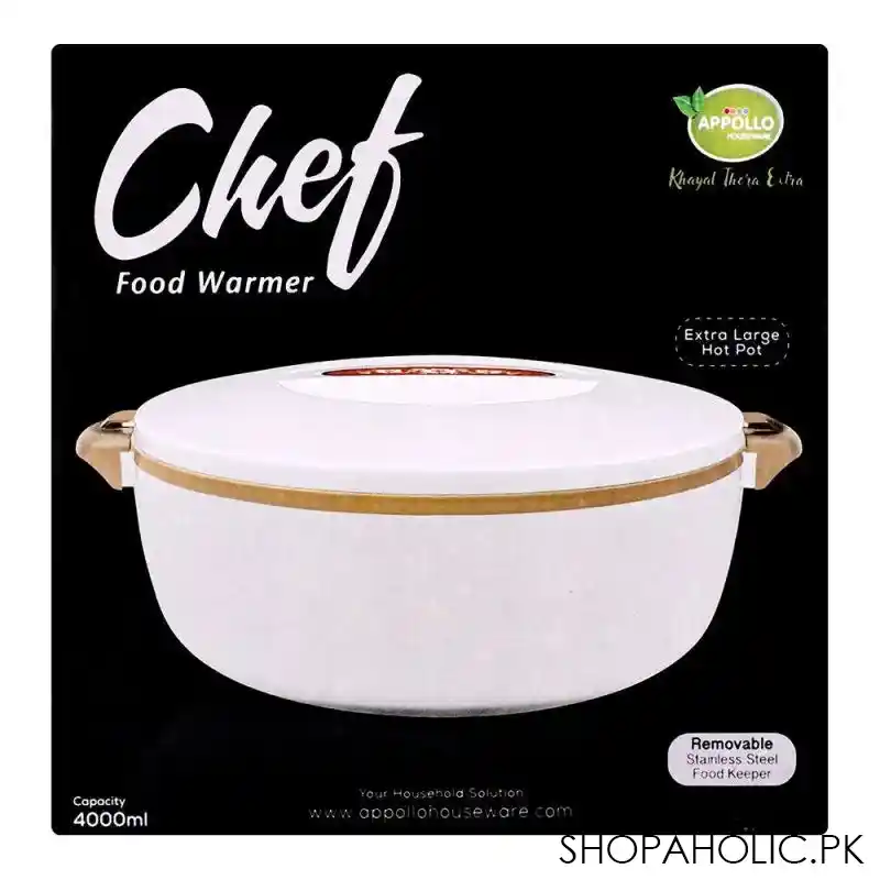 appollo chef food warmer hot pot, removable stainless steel food keeper, extra large, brown/cream, 4000ml image4