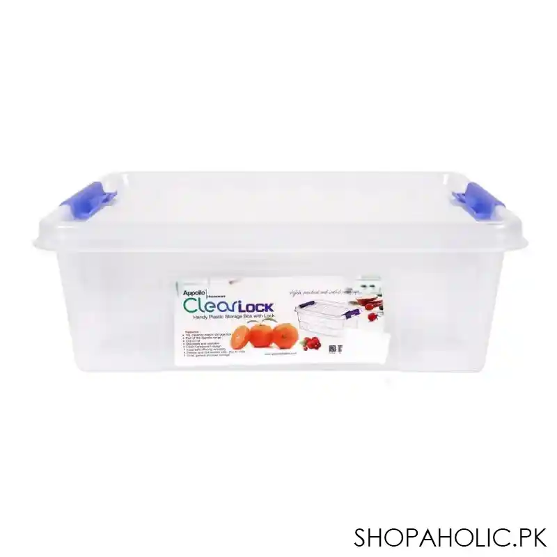 appollo clear lock storage box, large, 10l, blue main image