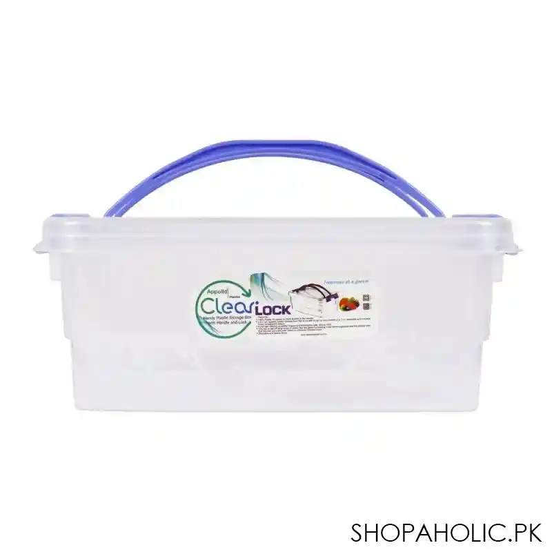 appollo clear lock storage box, small, 5l, blue image2