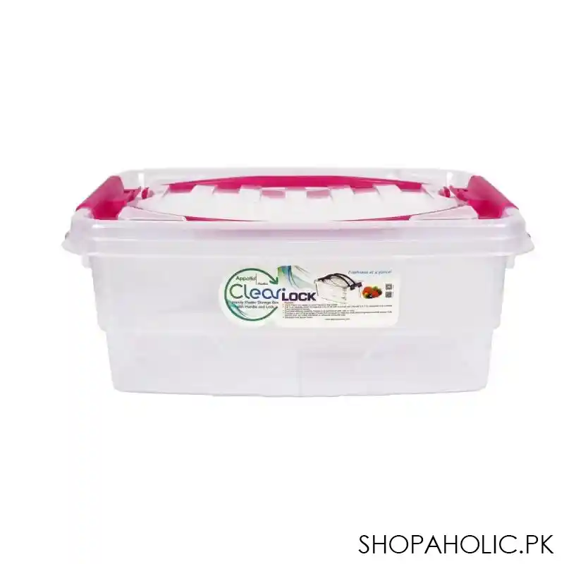 appollo clear lock storage box, small, 5l, pink main image