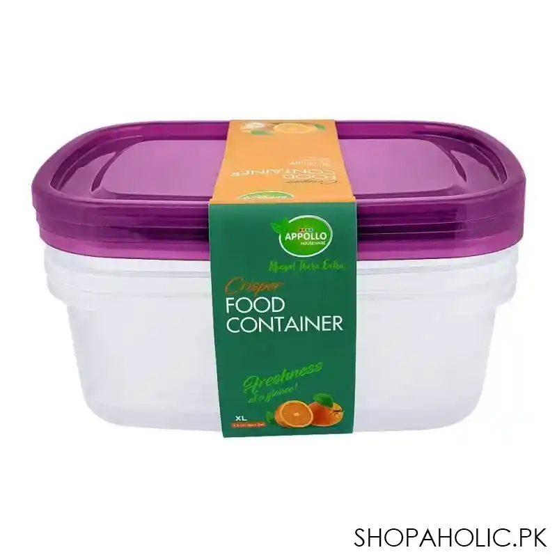 appollo crisper food container, 2.5l, 3 pack, xl, 10x7.5x3.5 inches, purple main image