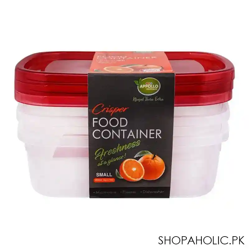 appollo crisper food container, 3 pack set, small, red, 600ml image2