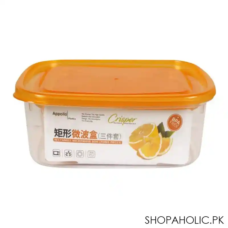 appollo crisper food container, 3 piece set, large orange image2