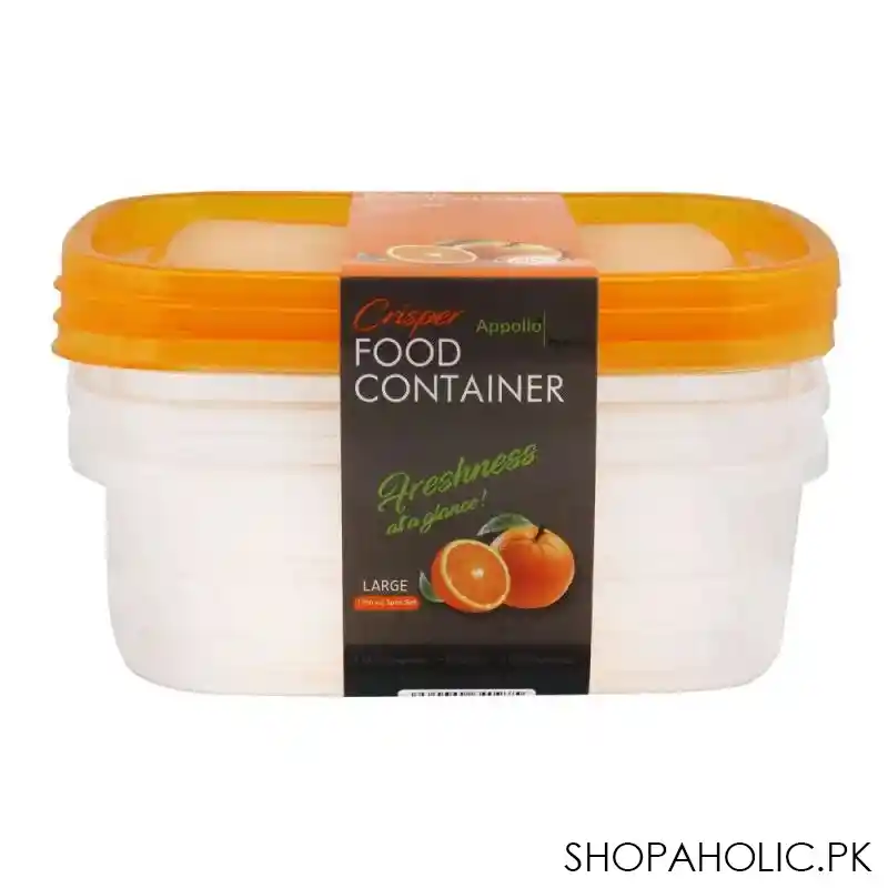 appollo crisper food container, 3 piece set, large orange image3