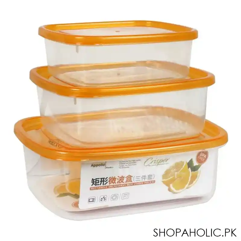 appollo crisper food container, 3 piece set, large orange main image