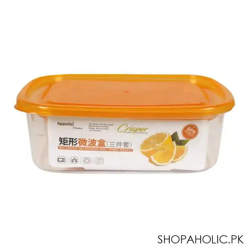 appollo crisper food container, 3 piece set, medium orange image2