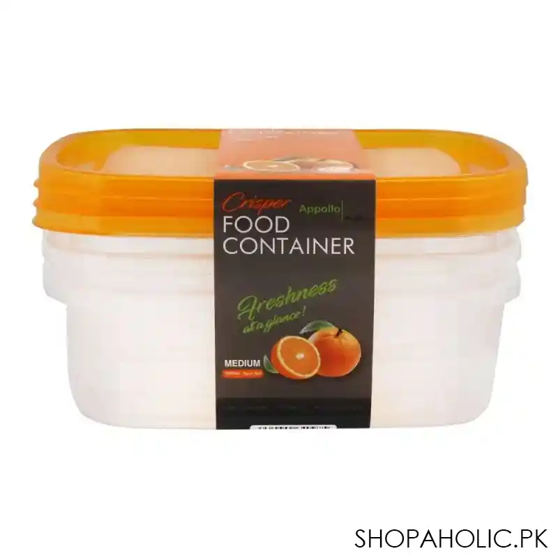 appollo crisper food container, 3 piece set, medium orange image3