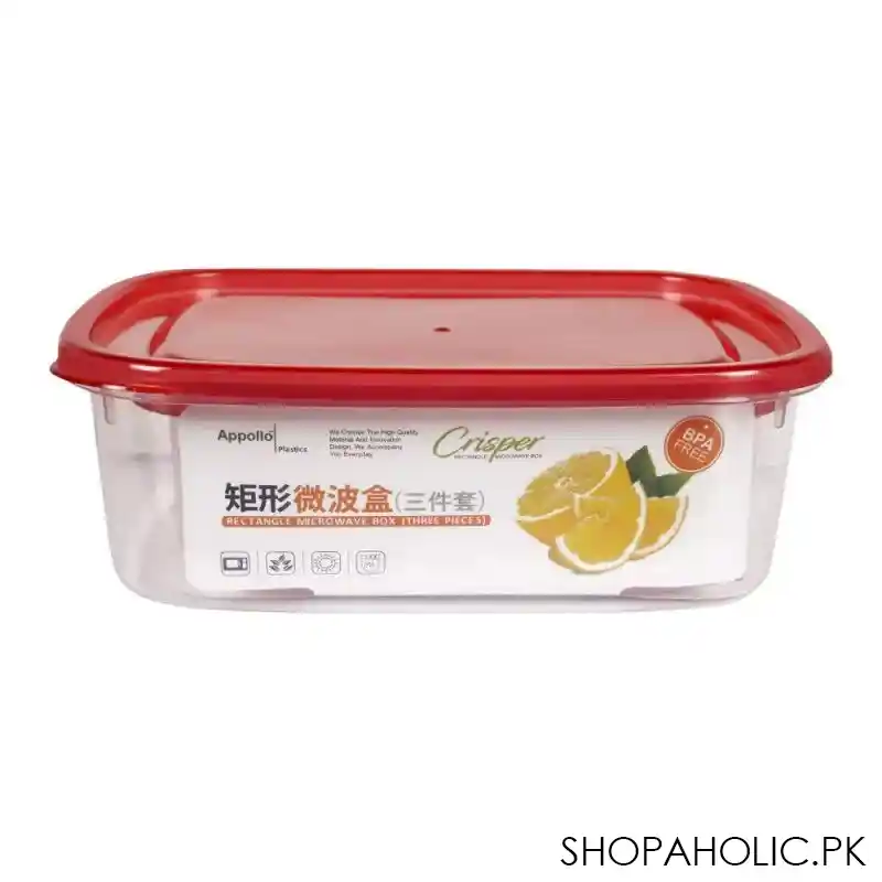 appollo crisper food container, 3 piece set, medium red image2