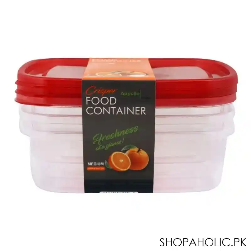 appollo crisper food container, 3 piece set, medium red image3