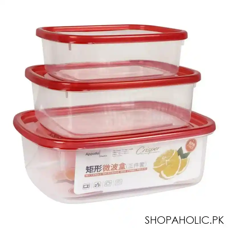 appollo crisper food container, 3 piece set, medium red main image