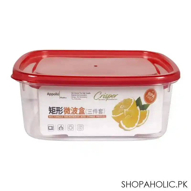 appollo crisper food container, 3 piece set, xl red image2