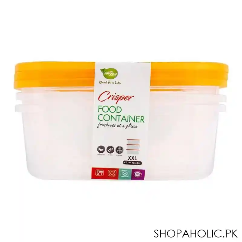 appollo crisper food container 3's set, orange, 4 liters main image