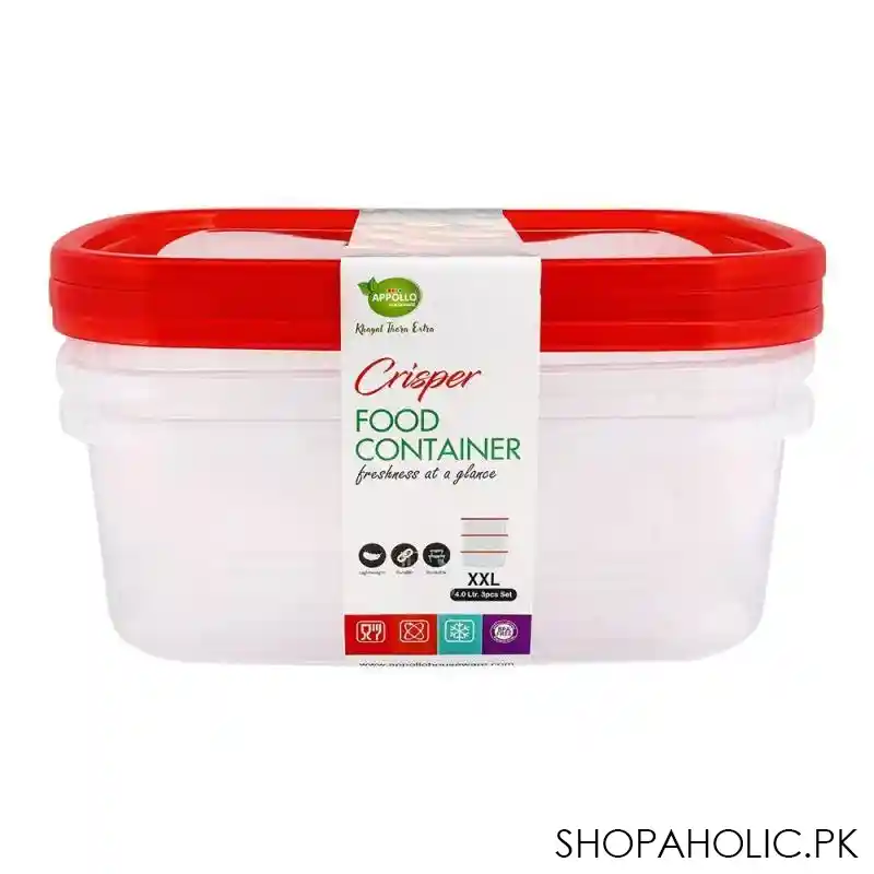 appollo crisper food container 3's set, red, 4 liters image2