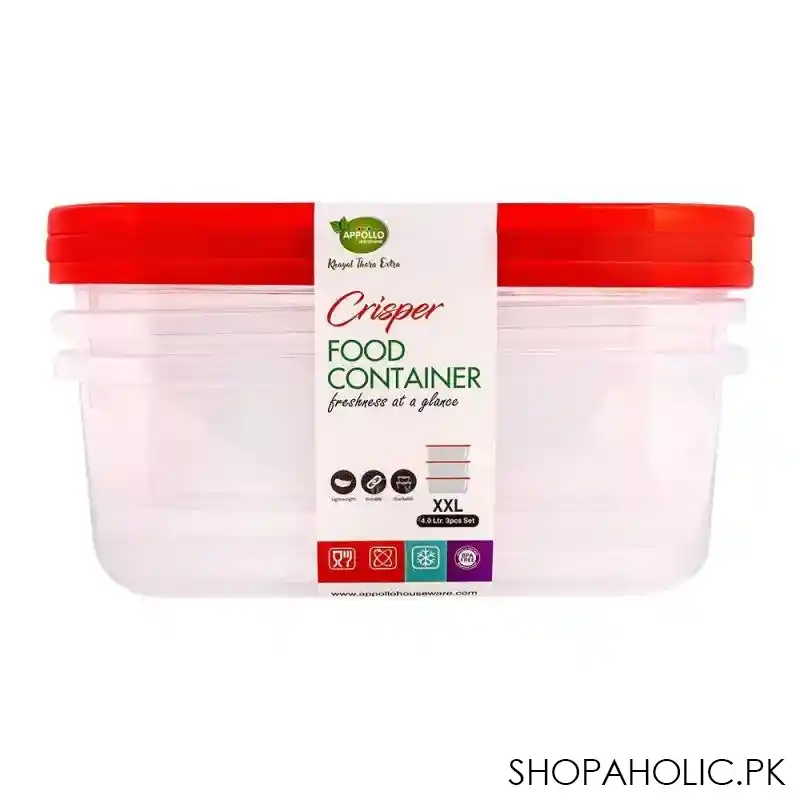 appollo crisper food container 3's set, red, 4 liters main image