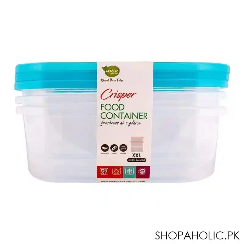 appollo crisper food container 3's set, turkish, 4 liters main image