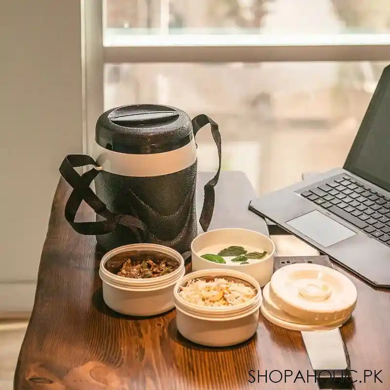 appollo double layer lunch box with 2 steel bowls and 1 salad bowl for office lunch carrier box image3