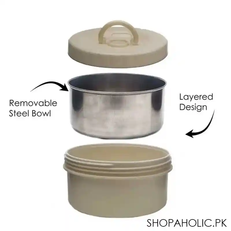 appollo double layer lunch box with 2 steel bowls and 1 salad bowl for office lunch carrier box image5