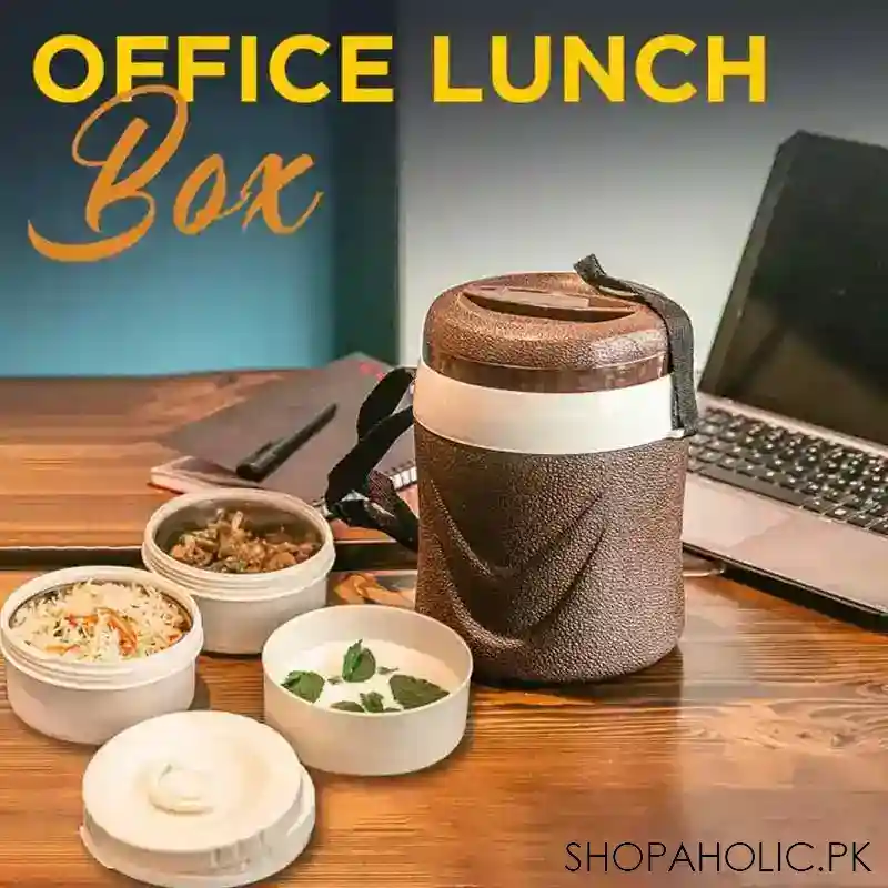 appollo double layer lunch box with 2 steel bowls and 1 salad bowl for office lunch carrier box main image