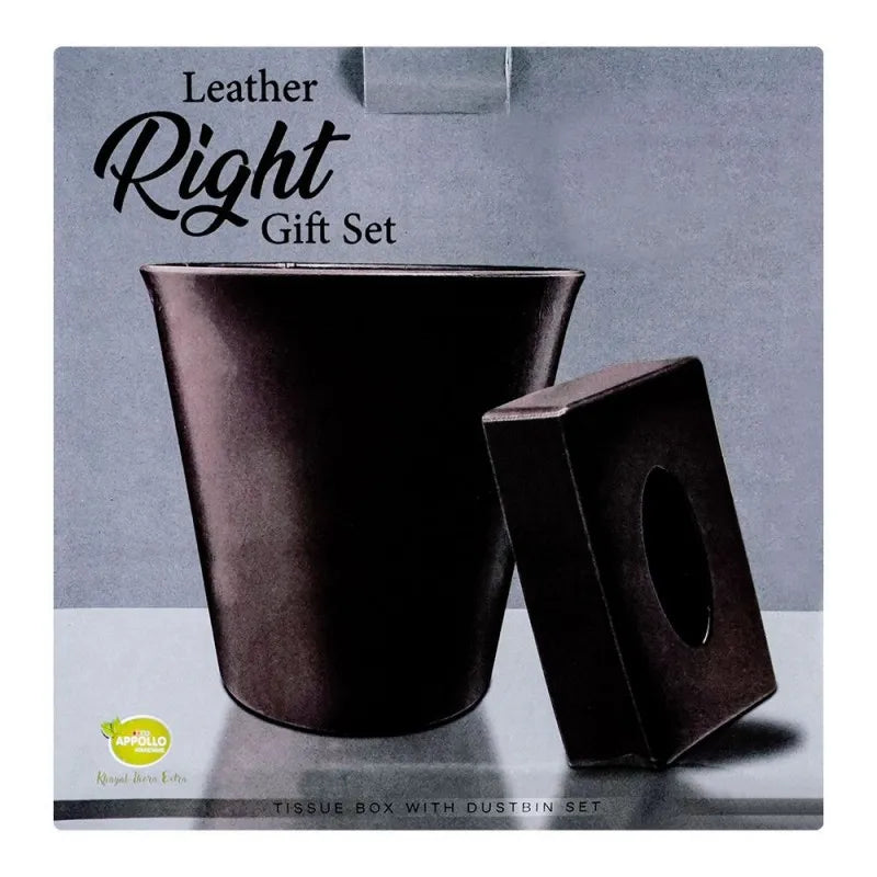 appollo leather right gift set, tissue box with dustbin, brown image4