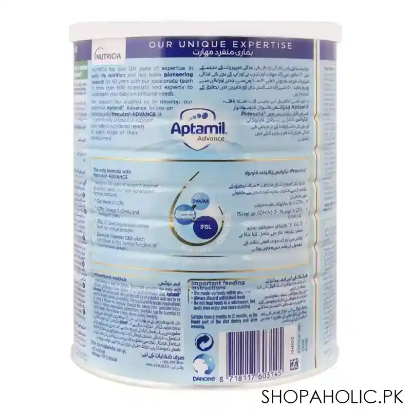 aptamil advance no. 2, follow on formula, 6 12 months, 900g image2