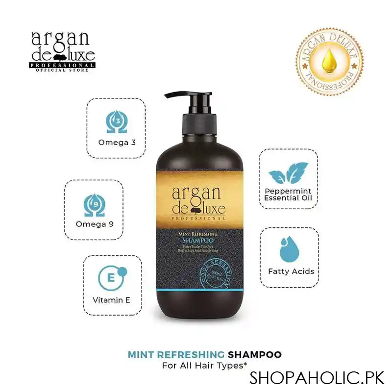 Argan De Luxe Mint Refreshing Shampoo, 300ml - Image 3