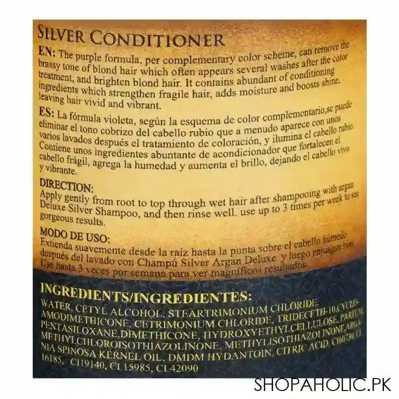 Argan De Luxe Remove Brassiness Silver Conditioner, 300ml - Image 2