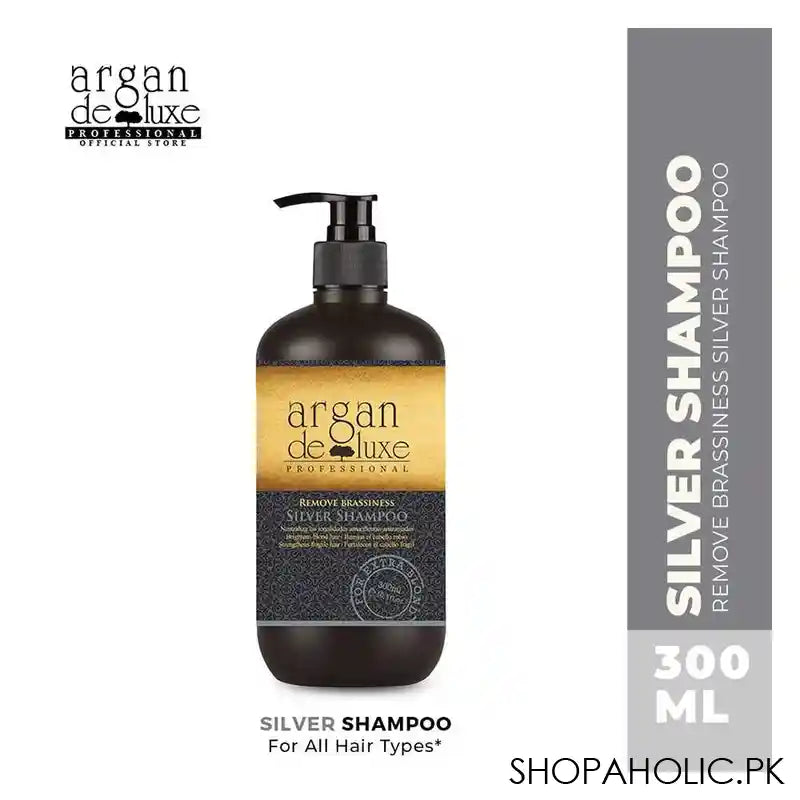 Argan De Luxe Remove Brassiness Silver Shampoo, Strengthens Fragile Hair, 300ml - Main Image