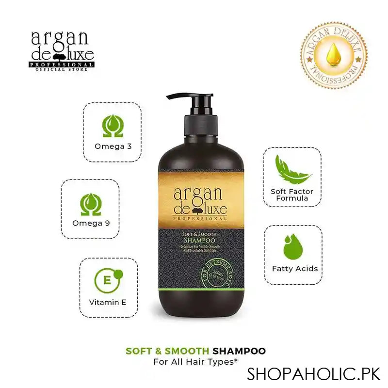 Argan De Luxe Soft & Smooth Shampoo, For Extreme Soft Hair, 300ml - Image 6