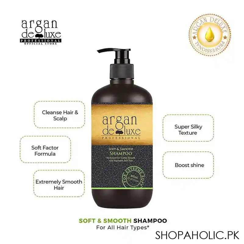 Argan De Luxe Soft & Smooth Shampoo, For Extreme Soft Hair, 300ml - Image 7